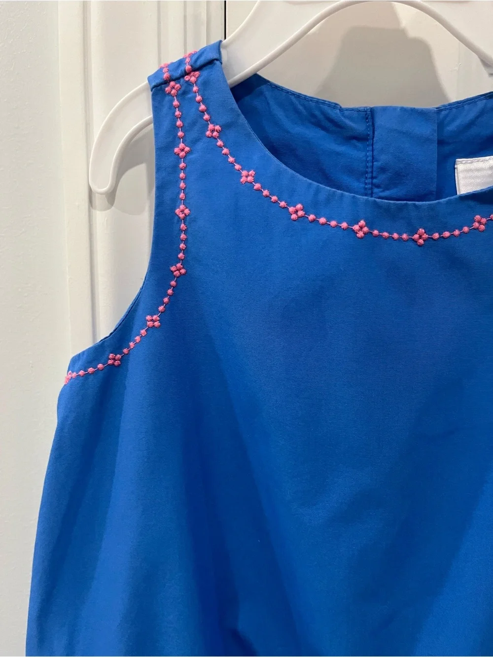 Hanna Anderson Play Blue Cotton Dress with Pink Embroidery